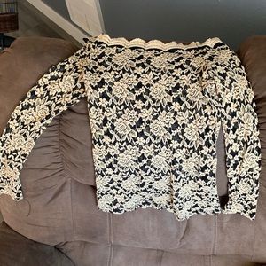 Cute transparent off the shoulder lace blouse